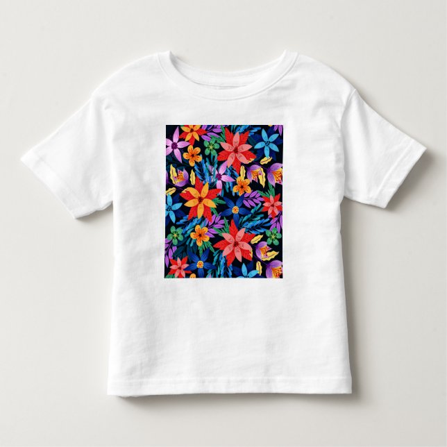 Camiseta Padrão Floral Exótico Colorido (Frente)