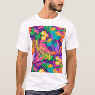 Camiseta Padrão Floral Exótico Colorido-23148