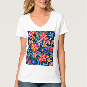 Camiseta Padrão Floral Exótico Colorido-68578
