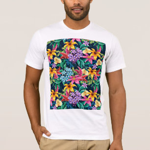 Camiseta Padrão Floral Exótico Pintado À Mão- 23001