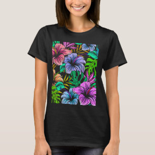Camiseta Padrão Floral Havaiano Tropical Hibiscus Trendy I