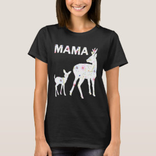 Camiseta Padrão Floral Mama Fawn Doe Enfiou Mães Scoop