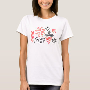 Camiseta Padrão floral nacional ucraniano a preto/vermelho