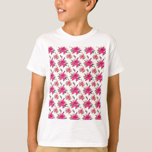 Camiseta Padrão Floral Rosa Design- 29500 Plus Tamanho T-Sh