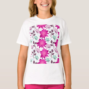 Camiseta Padrão Floral Rosa Vibrante Flores Modernas Ousa
