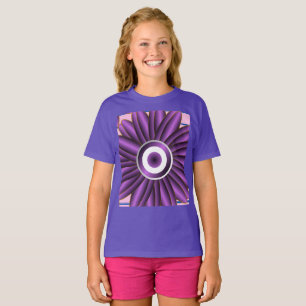 Camiseta Padrão Floral Roxo Moderno Desenho de Flor Abstrat