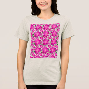 Camiseta Padrão Floral Seamless Rosa Quente