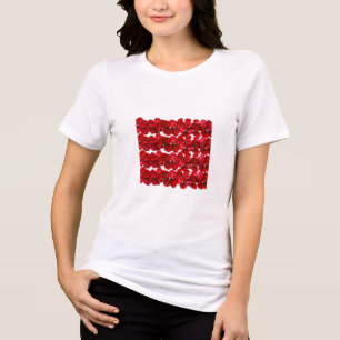 Camiseta Padrão Floral Vermelho Design Botânico Perfeito