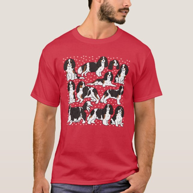 Camiseta Padrão fofo de cachorro cavalier king charles span (Frente)