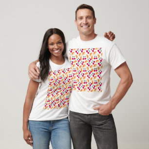 Camiseta Padrão Fofo de Cereja Estética   Costura Vermelha 