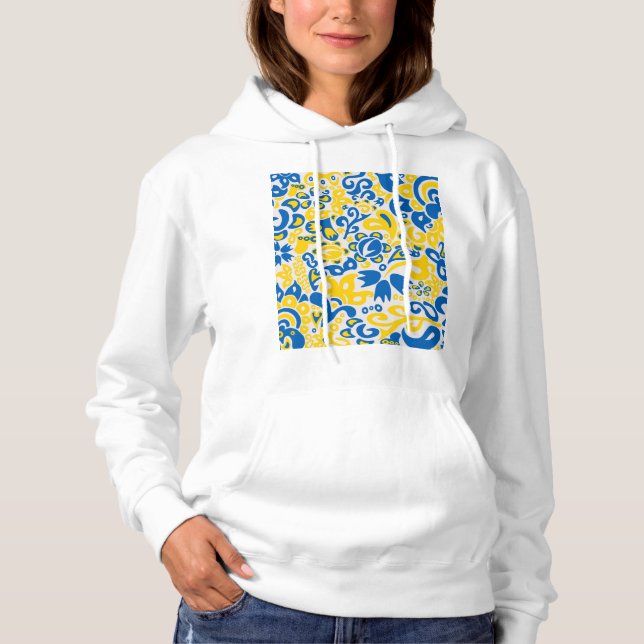 Camiseta Padrão Folclore com cores de bandeira ucraniana (Frente)
