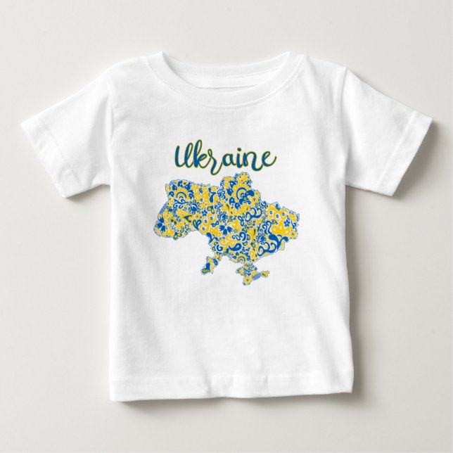 Camiseta padrão folclórico e tipografia da Ucrânia (Frente)