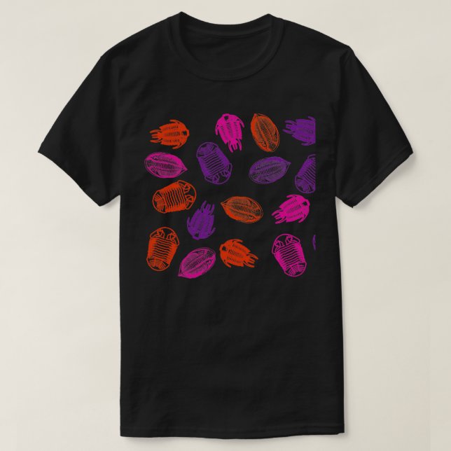 Camiseta Padrão Fóssil do Lover Trilobite 8 (Frente do Design)