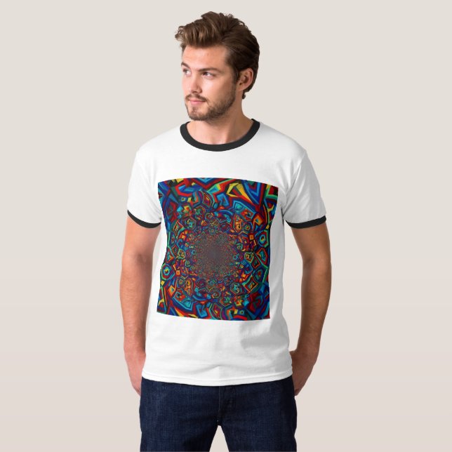 Camiseta Padrão Fractal de Dimensão Profunda (Frente Completa)