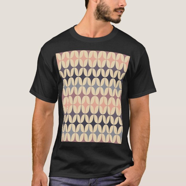 Camiseta Padrão Geométrico Abstrato de Triângulos Retro (Frente)