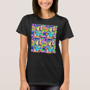 Camiseta Padrão Geométrico Abstrato Divertido