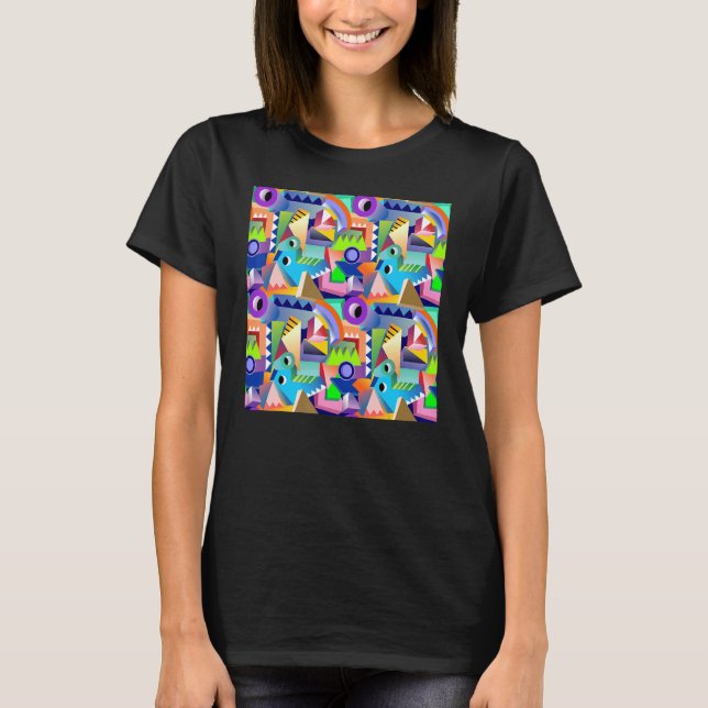 Camiseta Padrão Geométrico Abstrato Divertido (Frente)