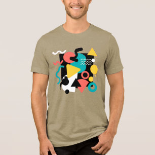 Camiseta Padrão Geométrico Abstrato Memphis Estilo Retro 80
