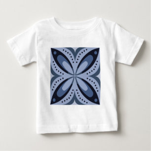 Camiseta Padrão Geométrico Azul Estilo Retro