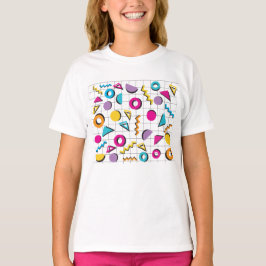 Camiseta Padrão Geométrico Colorido dos Oitenta anos 80