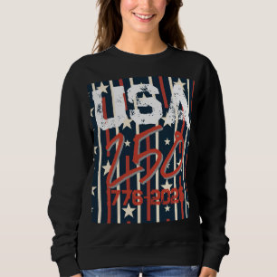 Camiseta Padrão Geométrico da Bandeira dos EUA   Feminino M