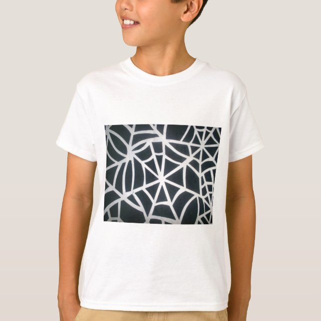Camiseta Padrão Geométrico de Aranha Branca e Preta (Frente)