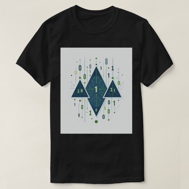 Camiseta Padrão Geométrico de Código Binário para Programad (Frente do Design)
