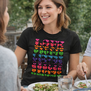 Camiseta Padrão Geométrico de Coração Amor Colorido