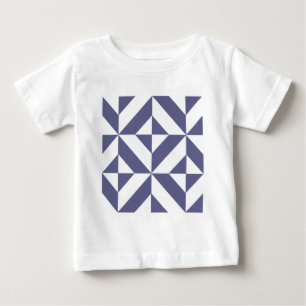 Camiseta Padrão Geométrico de Deco Azul-Meia-Noite