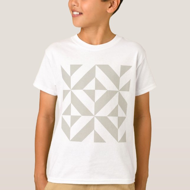 Camiseta Padrão Geométrico de Deco de Cinza Média (Frente)