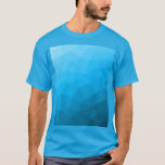 Camiseta Padrão geométrico de gradiente ciano azul<br><div class="desc">Camiseta geométrica moderna elegante para qualquer um. O padrão geométrico brilhante do gradiente azul claro triângulo brilhante ombre. Malha geométrica triangular com design de gradiente ombre.</div>