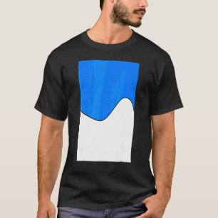 Camiseta Padrão Geométrico De Onda De Dois Tom Azure E Bran
