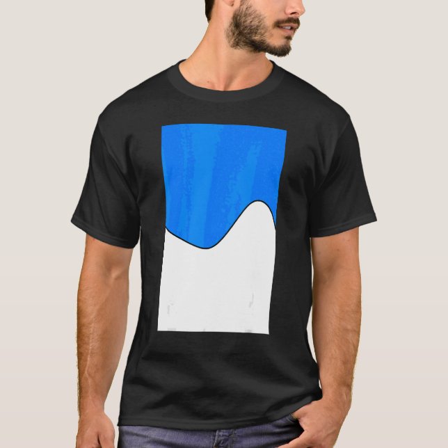 Camiseta Padrão Geométrico De Onda De Dois Tom Azure E Bran (Frente)
