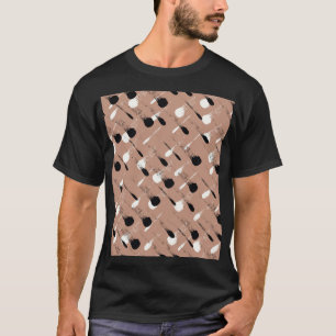 Camiseta Padrão Geométrico de Stripes Marrom Sem Costura