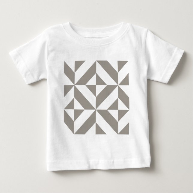 Camiseta Padrão Geométrico Deco Cube da Cinza de Prata (Frente)