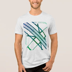 Camiseta Padrão Geométrico Diagonal Verde Cinza Olhar MCM