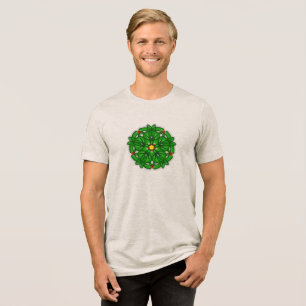 Camiseta Padrão Geométrico Floral Verde