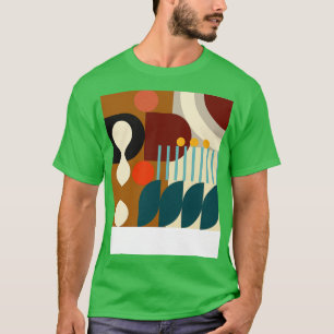 Camiseta Padrão Geométrico Moderno Abstrato Bauhaus Doodle 