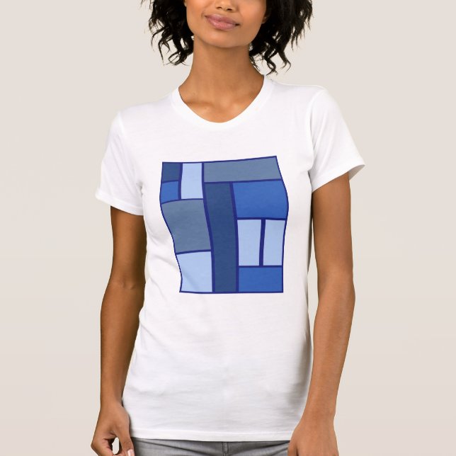 Camiseta Padrão Geométrico Quadrado Azul (Frente)