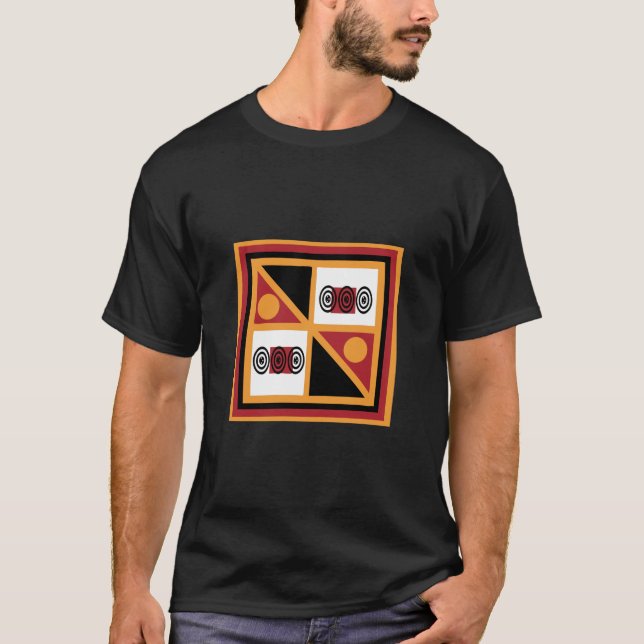 Camiseta Padrão geométrico tribal abstrato africano (Frente)