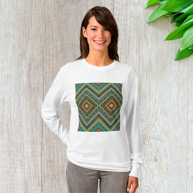 Camiseta Padrão Geométrico Tribal Boho Étnico Aztec (Criador carregado)