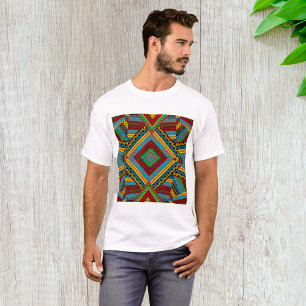 Camiseta Padrão Geométrico Tribal Negrito Boho Étnico Color