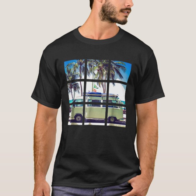 Camiseta Padrão Hippie do Surf 60s 70s (Frente)