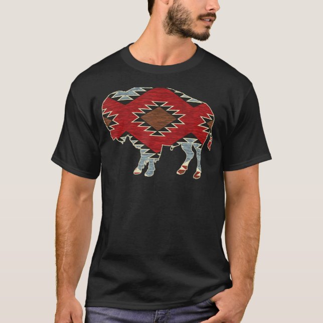 Camiseta Padrão Indígena Azteca do Sudoeste do Búfalo do Ar (Frente)