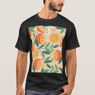 Camiseta Padrão laranja sem costura, arte de colheita de ab