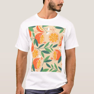 Camiseta Padrão laranja sem costura, arte de colheita de ab