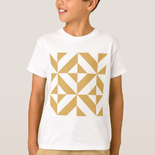 Camiseta Padrão Legal e Dourado do Cubo de Deco Geométrico