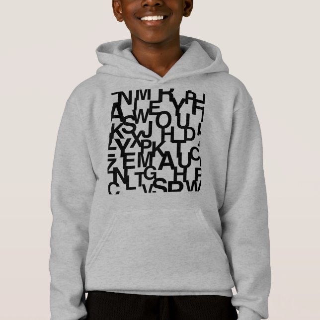 Camiseta Padrão moderno, abstrato, confuso com letras (Frente)