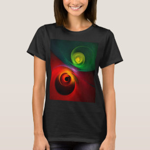 Camiseta Padrão Moderno de Abstrato de Arte Yin Yang Verde 