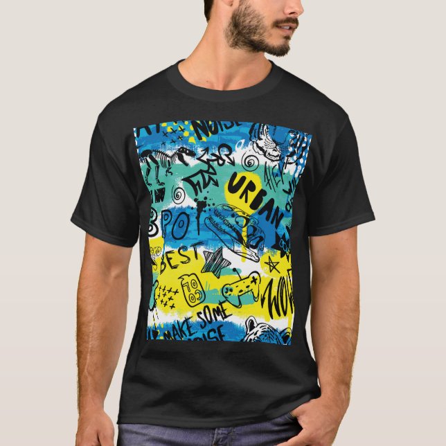 Camiseta Padrão Monster Hand Drawn Kids (Frente)